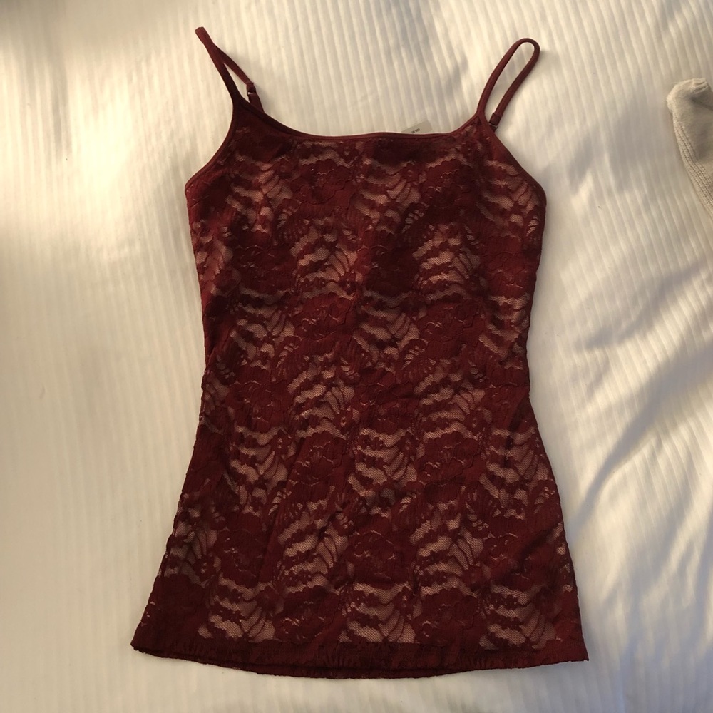 Express red lace top